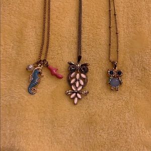 Owl and seahorse fashion necklaces
